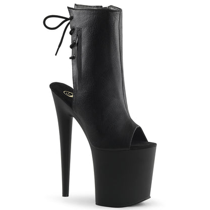 FLAMINGO-1018 8" Heel, 4" PF Open Toe/Heel Ankle Boot, Side Zip
