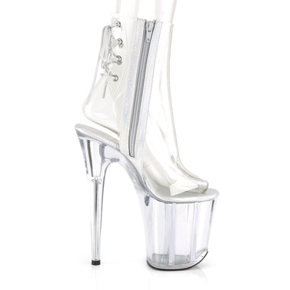 FLAMINGO-1018C *8" Heel, 4" PF Open Toe/Heel Ankle Boot, Side Zip