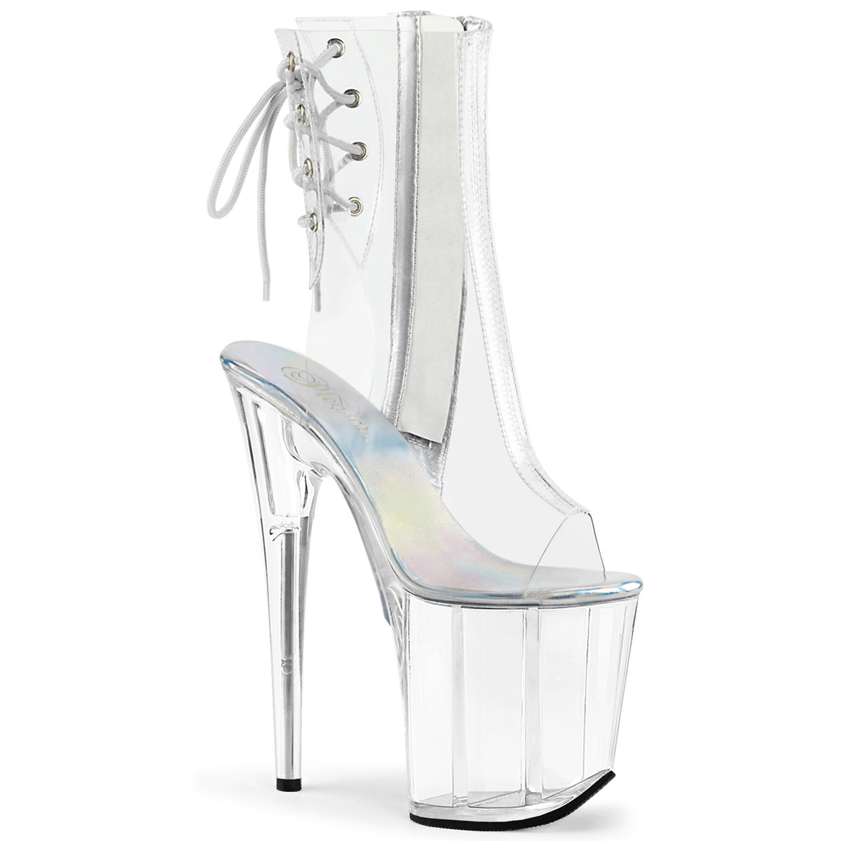 FLAMINGO-1018C *8" Heel, 4" PF Open Toe/Heel Ankle Boot, Side Zip