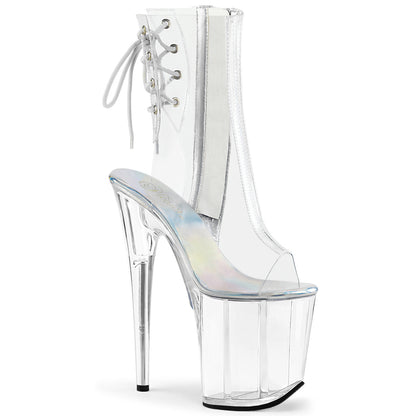FLAMINGO-1018C *8" Heel, 4" PF Open Toe/Heel Ankle Boot, Side Zip