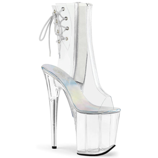 FLAMINGO-1018C *8" Heel, 4" PF Open Toe/Heel Ankle Boot, Side Zip