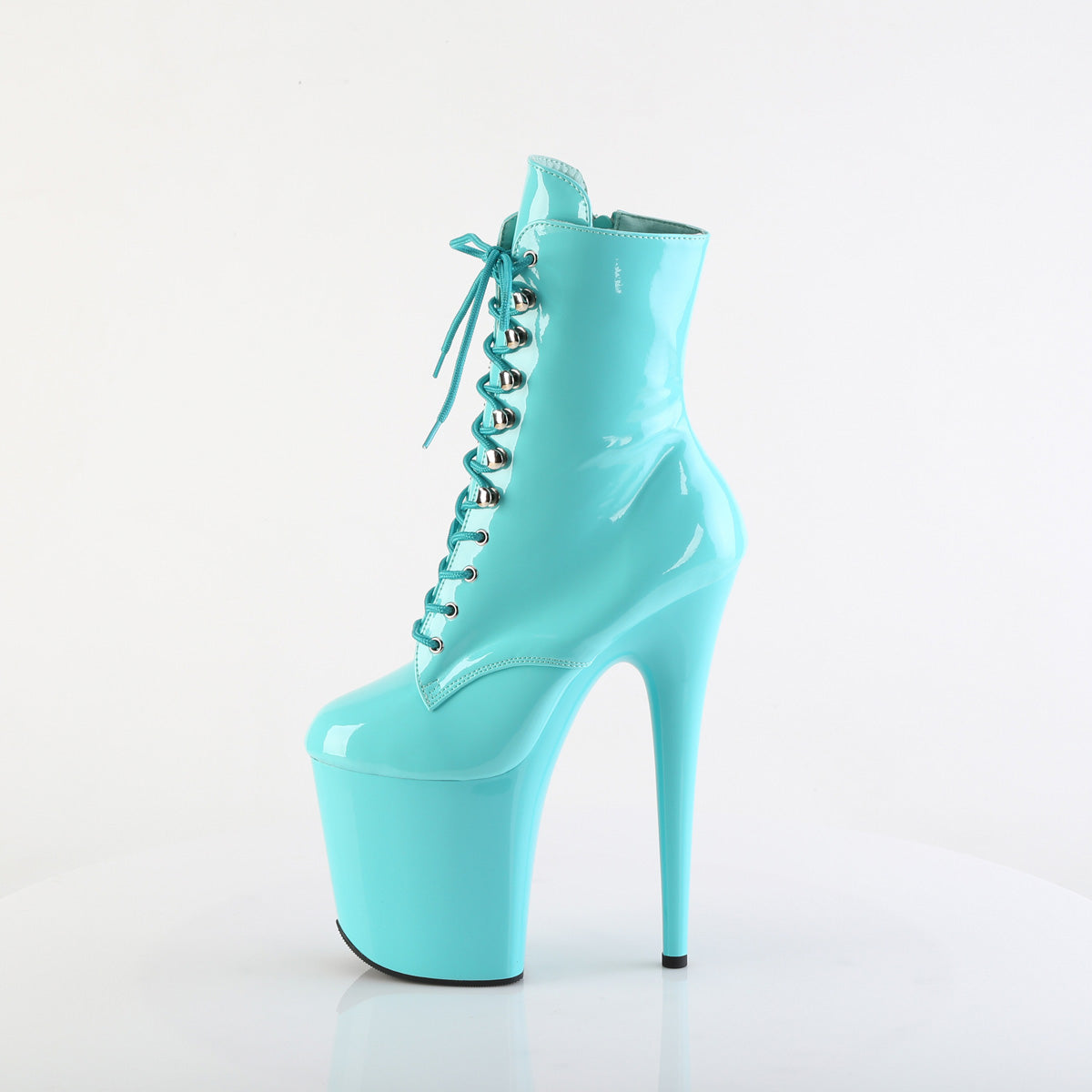 FLAMINGO-1020 8" Heel, 4" PF Lace-Up Front Ankle Boot, Side Zip