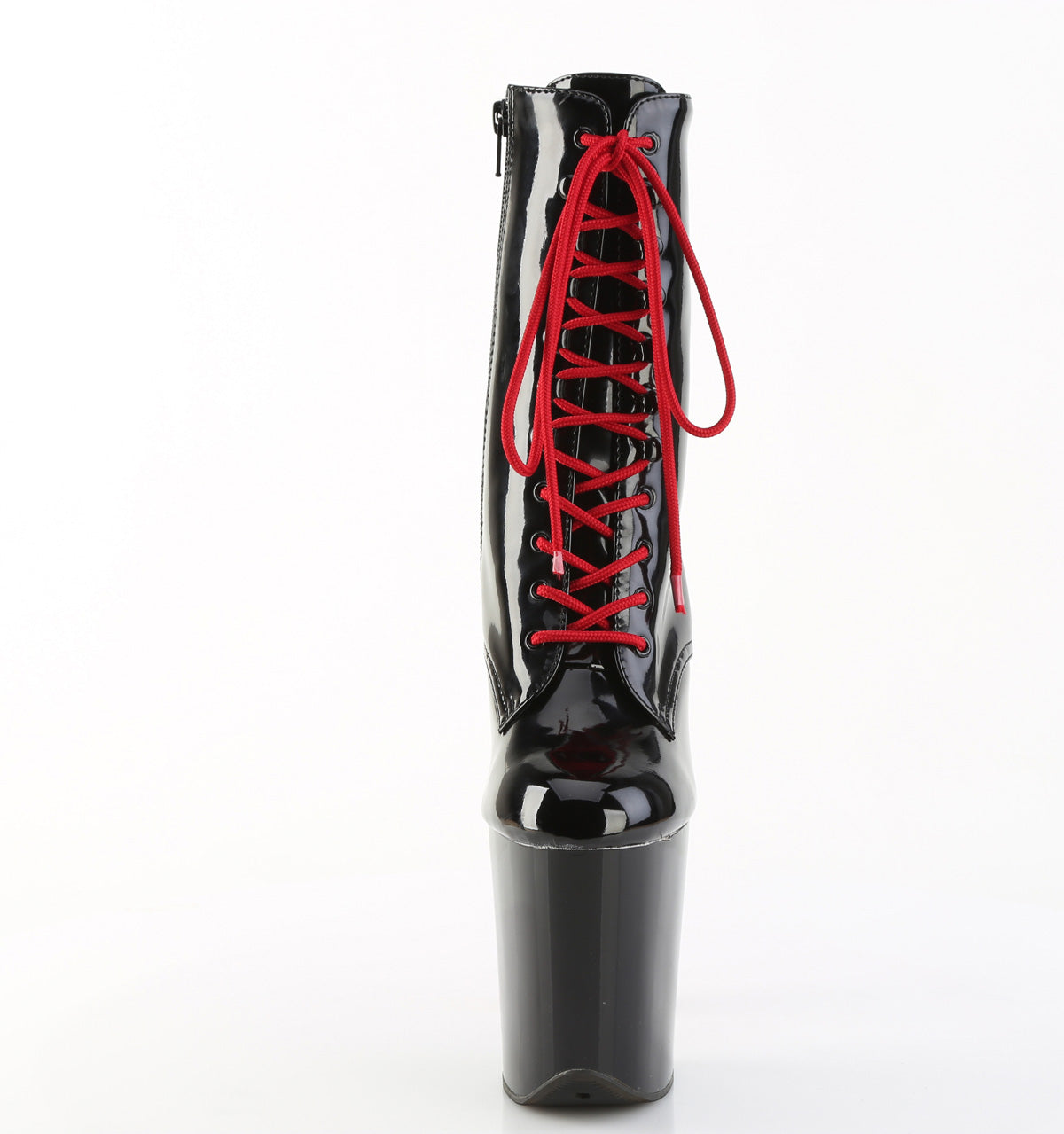 FLAMINGO-1020 8" Heel, 4" PF Lace-Up Front Ankle Boot, Side Zip