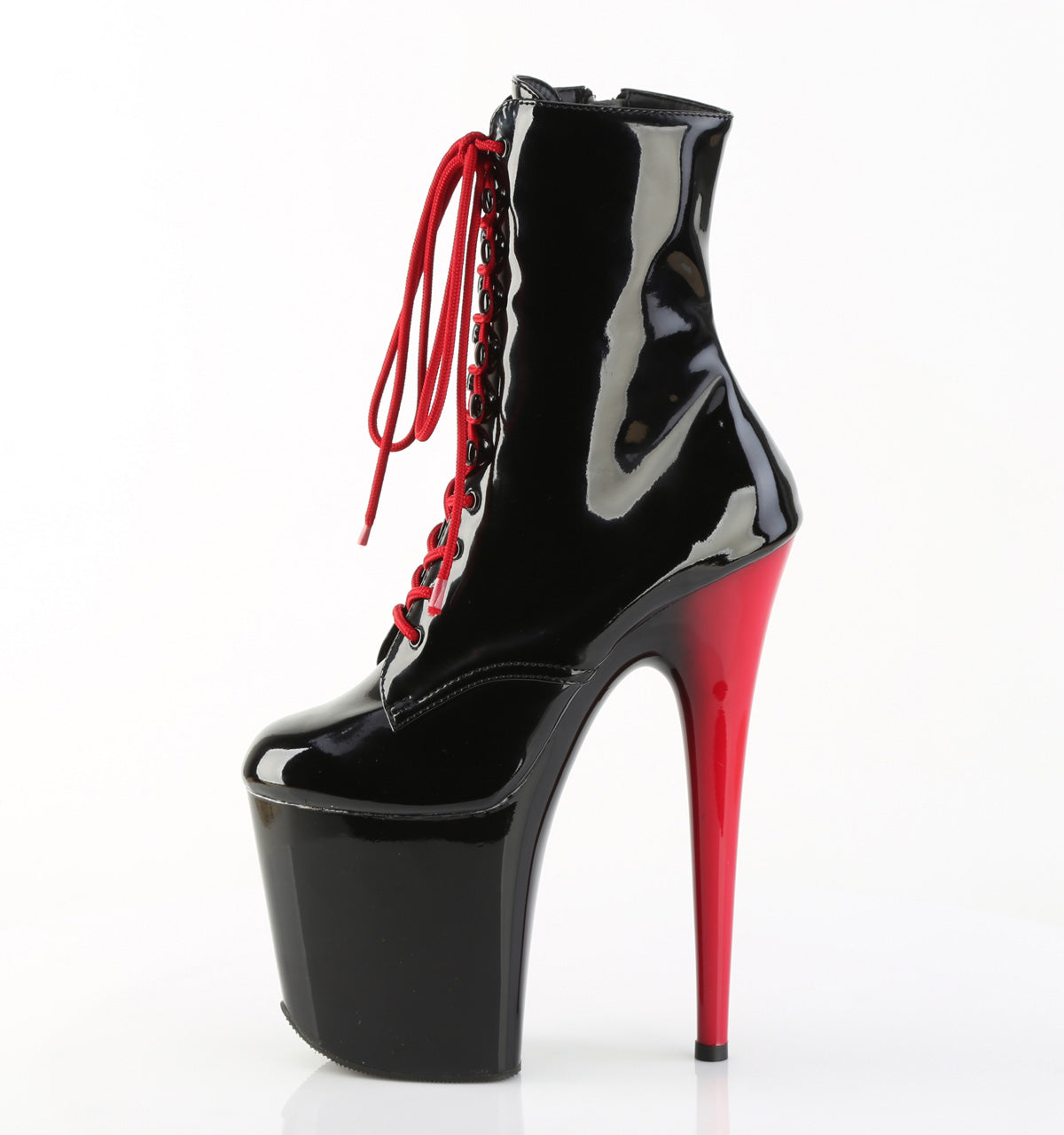 FLAMINGO-1020 8" Heel, 4" PF Lace-Up Front Ankle Boot, Side Zip
