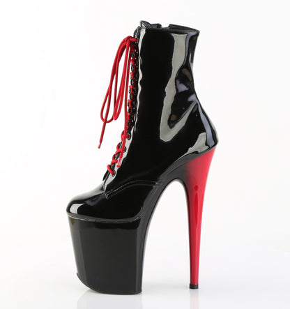 FLAMINGO-1020 8" Heel, 4" PF Lace-Up Front Ankle Boot, Side Zip