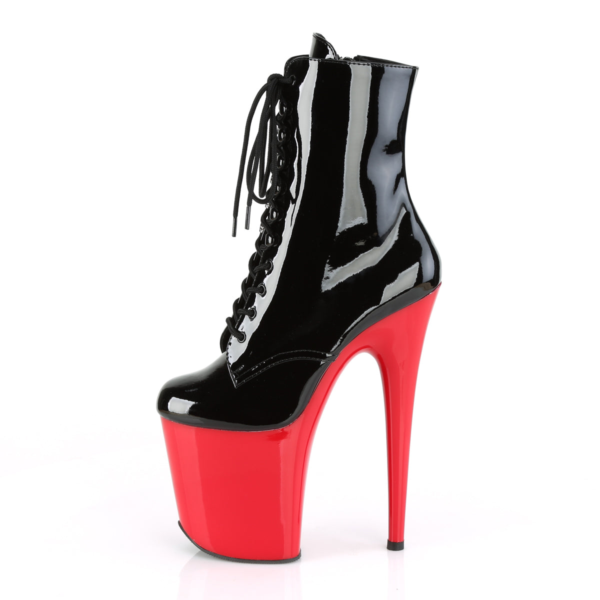 FLAMINGO-1020 8" Heel, 4" PF Lace-Up Ankle Boot, Side Zip