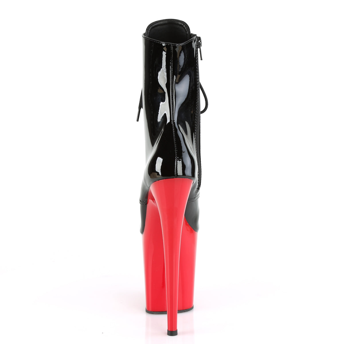 FLAMINGO-1020 8" Heel, 4" PF Lace-Up Ankle Boot, Side Zip