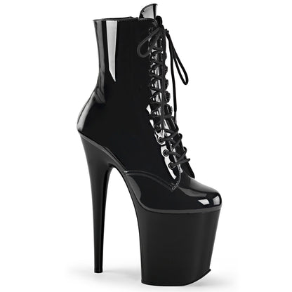 FLAMINGO-1020 8" Heel, 4" PF Lace-Up Ankle Boot, Side Zip