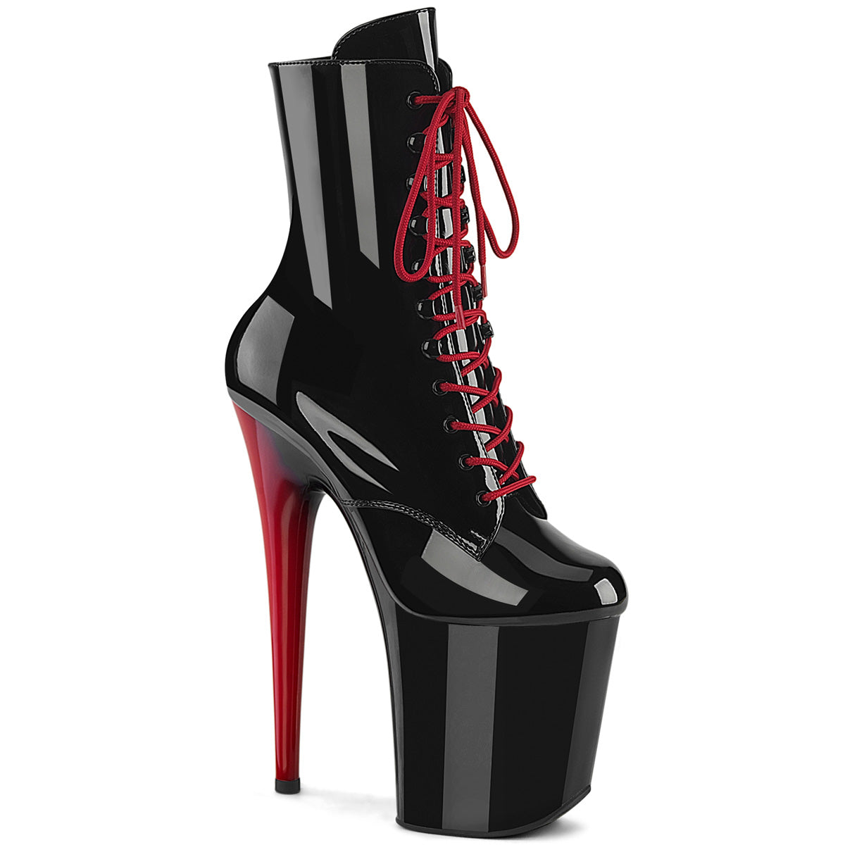 FLAMINGO-1020 8" Heel, 4" PF Lace-Up Front Ankle Boot, Side Zip