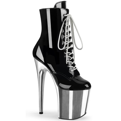FLAMINGO-1020 *8" Heel, 4" PF Lace-Up Front Ankle Boot, Side Zip
