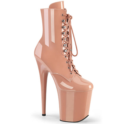 FLAMINGO-1020 *8" Heel, 4" PF Lace-up Ankle Boot, Side Zip