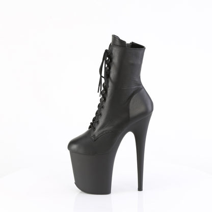 FLAMINGO-1020 8" Heel, 4" PF Lace-up Ankle Boot, Side Zip