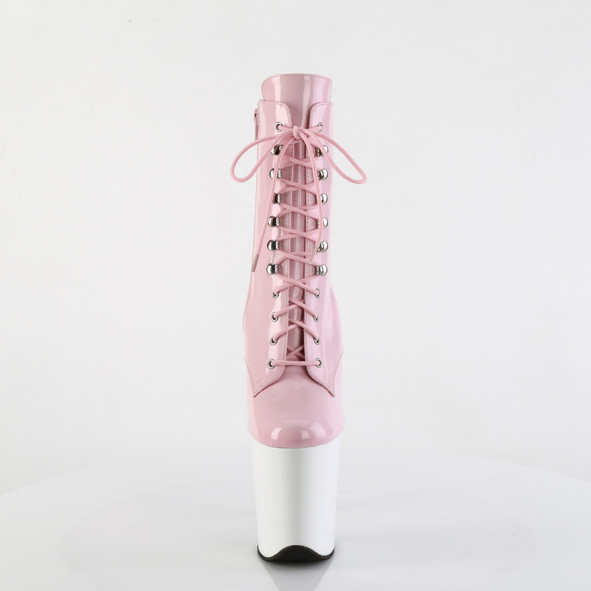 FLAMINGO-1020 *8" Heel, 4" PF Lace-Up Front Ankle Boot, Side Zip
