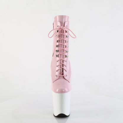 FLAMINGO-1020 *8" Heel, 4" PF Lace-Up Front Ankle Boot, Side Zip