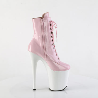 FLAMINGO-1020 *8" Heel, 4" PF Lace-Up Front Ankle Boot, Side Zip
