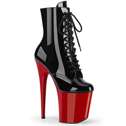 FLAMINGO-1020 8" Heel, 4" PF Lace-Up Ankle Boot, Side Zip