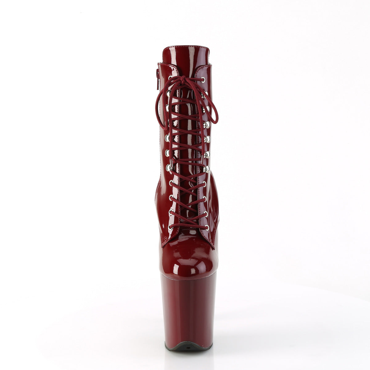 FLAMINGO-1020 8" Heel, 4" PF Lace-Up Front Ankle Boot, Side Zip