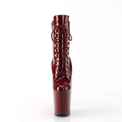 FLAMINGO-1020 8" Heel, 4" PF Lace-Up Front Ankle Boot, Side Zip