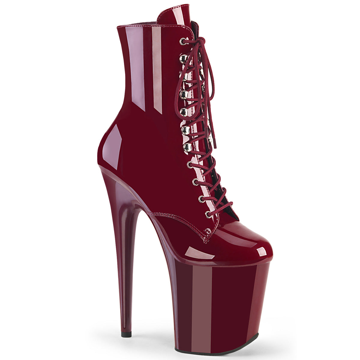 FLAMINGO-1020 8" Heel, 4" PF Lace-Up Front Ankle Boot, Side Zip