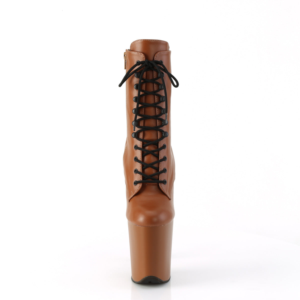 FLAMINGO-1020 8" Heel, 4" PF Lace-Up Front Ankle Boot, Side Zip