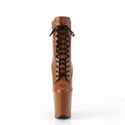 FLAMINGO-1020 8" Heel, 4" PF Lace-Up Front Ankle Boot, Side Zip