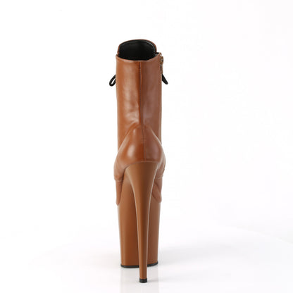 FLAMINGO-1020 8" Heel, 4" PF Lace-Up Front Ankle Boot, Side Zip