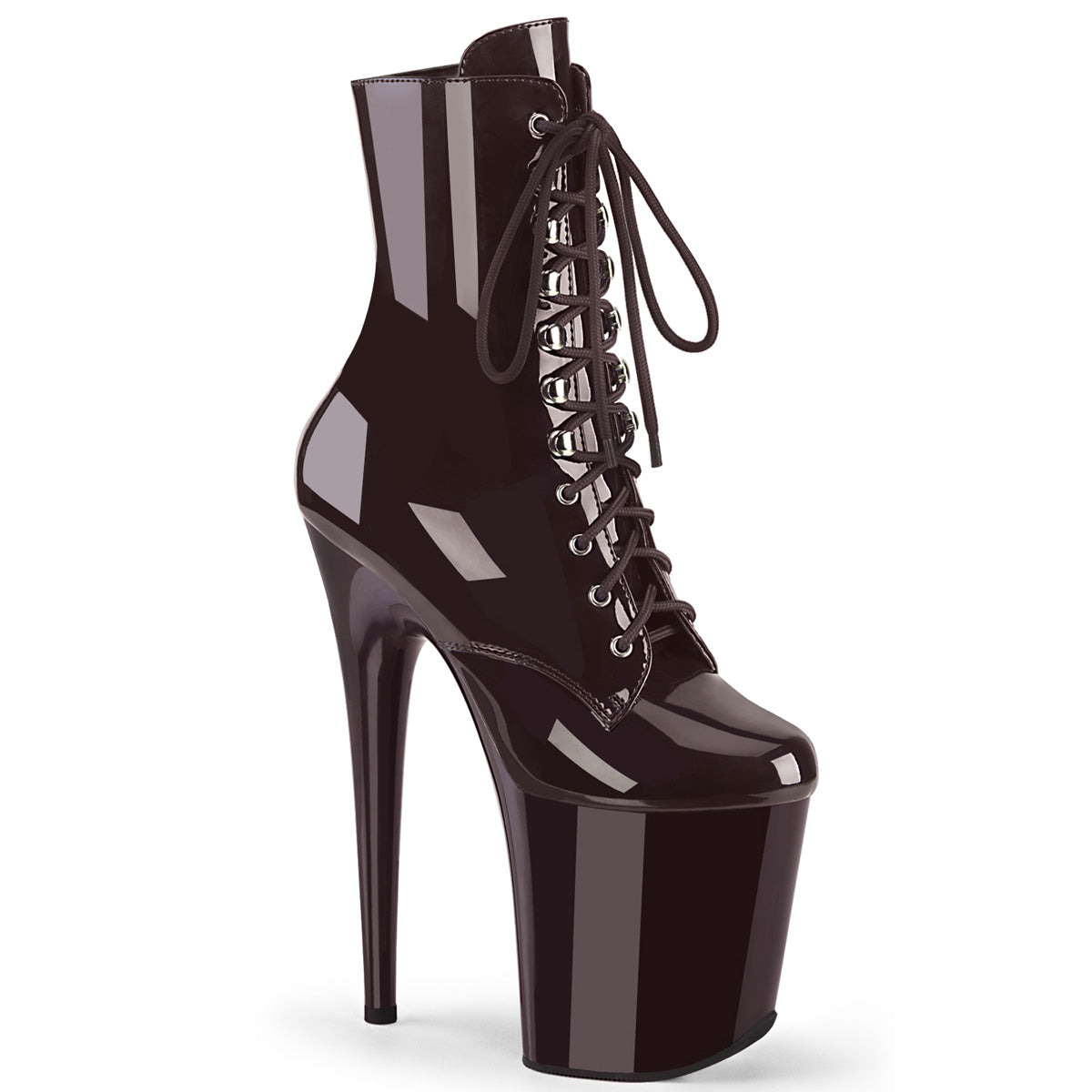 FLAMINGO-1020 8" Heel, 4" PF Lace-Up Front Ankle Boot, Side Zip