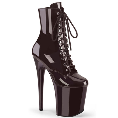 FLAMINGO-1020 8" Heel, 4" PF Lace-Up Front Ankle Boot, Side Zip