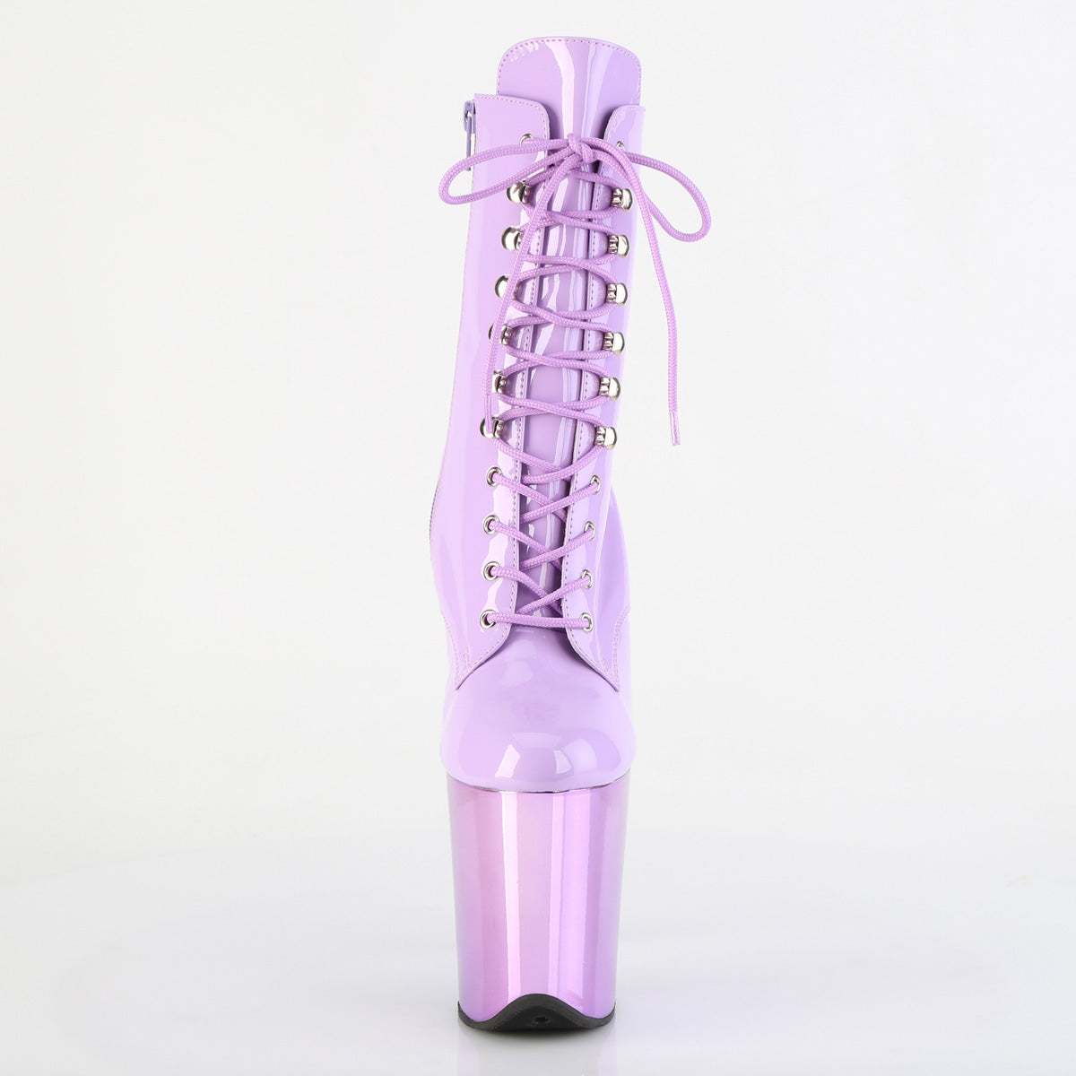FLAMINGO-1020 8" Heel, 4" PF Lace-Up Front Ankle Boot, Side Zip