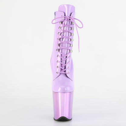 FLAMINGO-1020 8" Heel, 4" PF Lace-Up Front Ankle Boot, Side Zip
