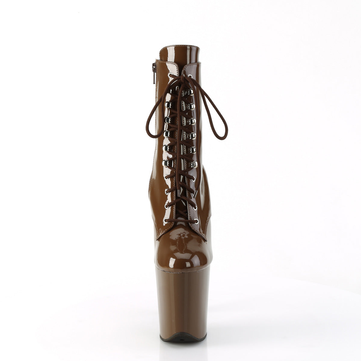 FLAMINGO-1020 8" Heel, 4" PF Lace-Up Ankle Boot, Side Zip