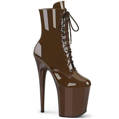 FLAMINGO-1020 8" Heel, 4" PF Lace-Up Ankle Boot, Side Zip