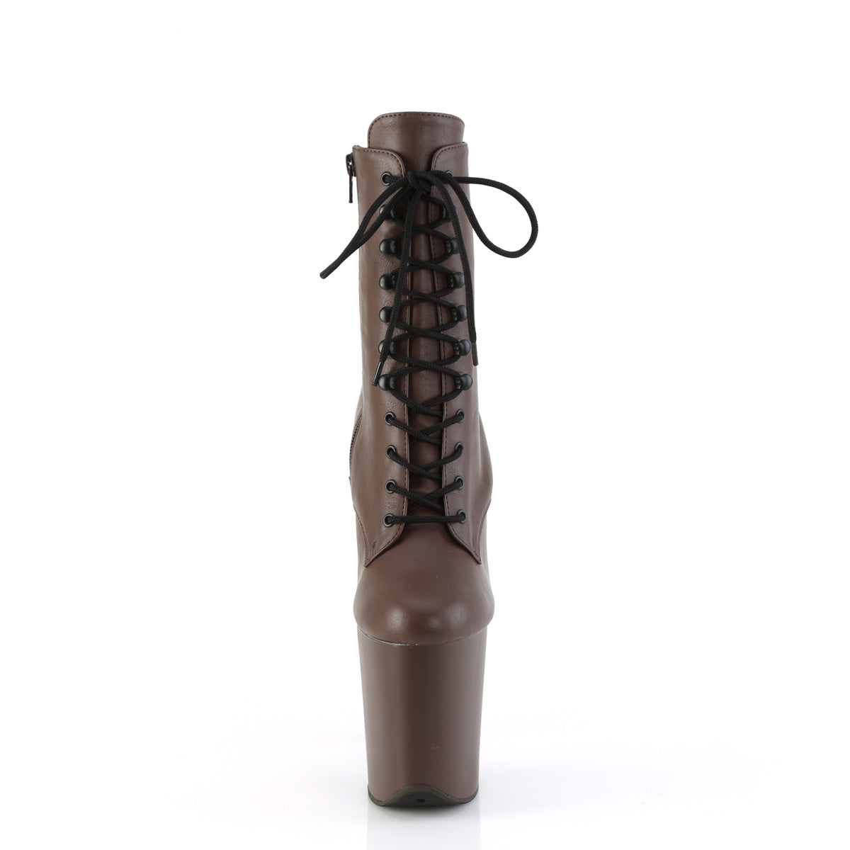 FLAMINGO-1020 *8" Heel, 4" PF Lace-Up Front Ankle Boot, Side Zip
