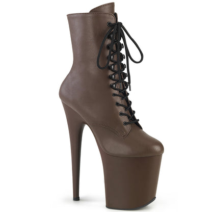 FLAMINGO-1020 *8" Heel, 4" PF Lace-Up Front Ankle Boot, Side Zip