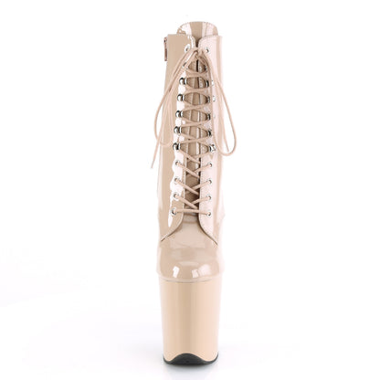 FLAMINGO-1020 *8" Heel, 4" PF Lace-Up Front Ankle Boot, Side Zip