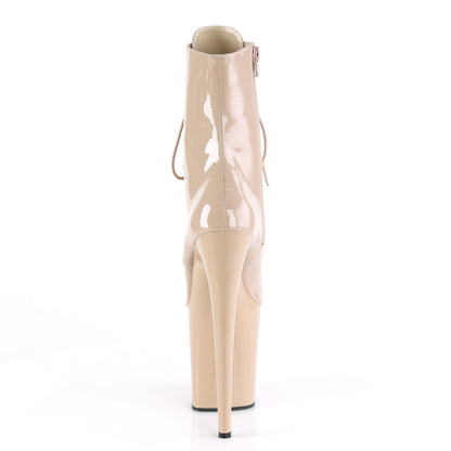 FLAMINGO-1020 *8" Heel, 4" PF Lace-Up Front Ankle Boot, Side Zip