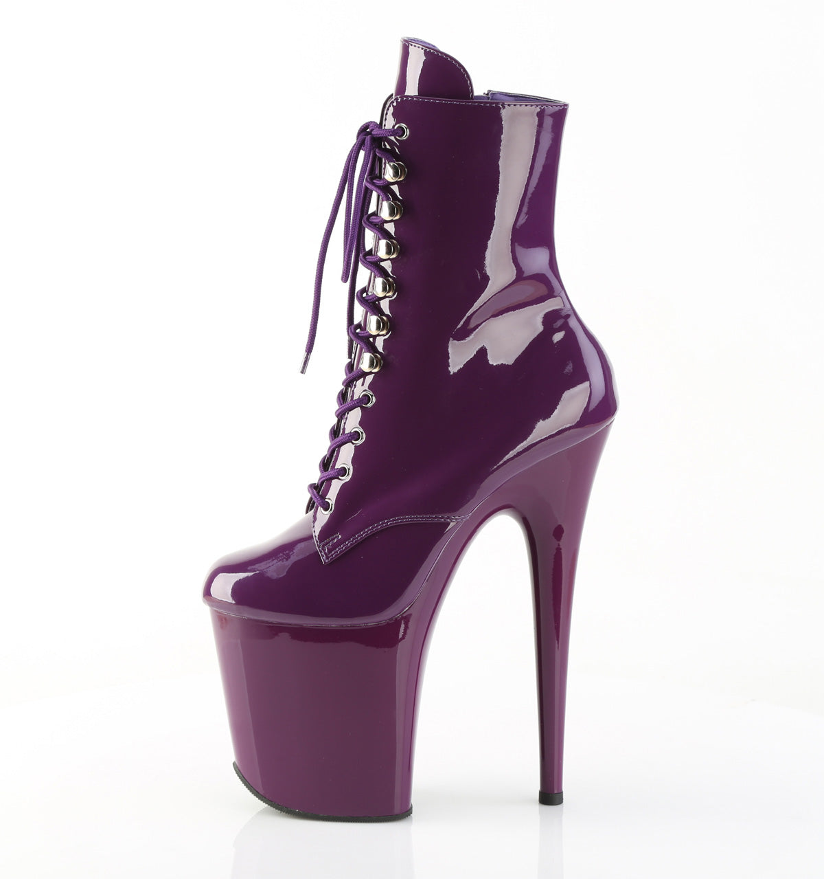 FLAMINGO-1020 8" Heel, 4" PF Lace-Up Front Ankle Boot, side Zip