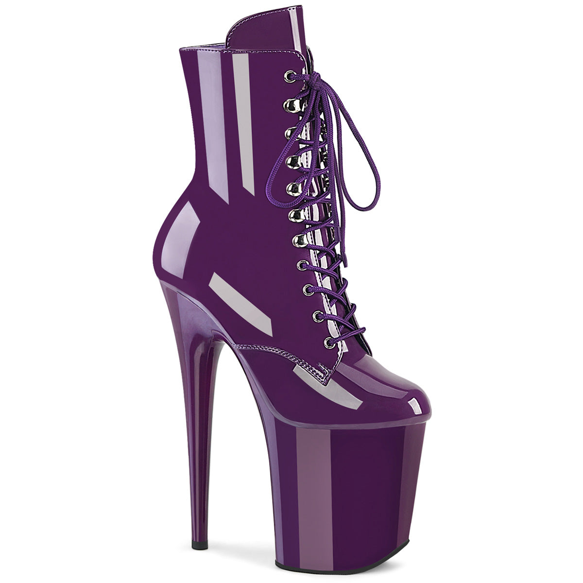 FLAMINGO-1020 8" Heel, 4" PF Lace-Up Front Ankle Boot, side Zip