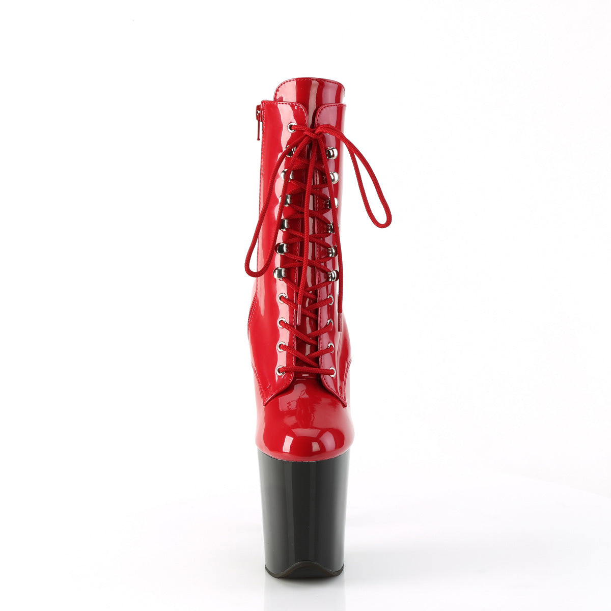 FLAMINGO-1020 *8" Heel, 4" PF Lace-Up Ankle Boot, Side Zip