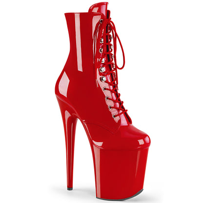 FLAMINGO-1020 *8" Heel, 4" PF Lace-Up Ankle Boot, Side Zip