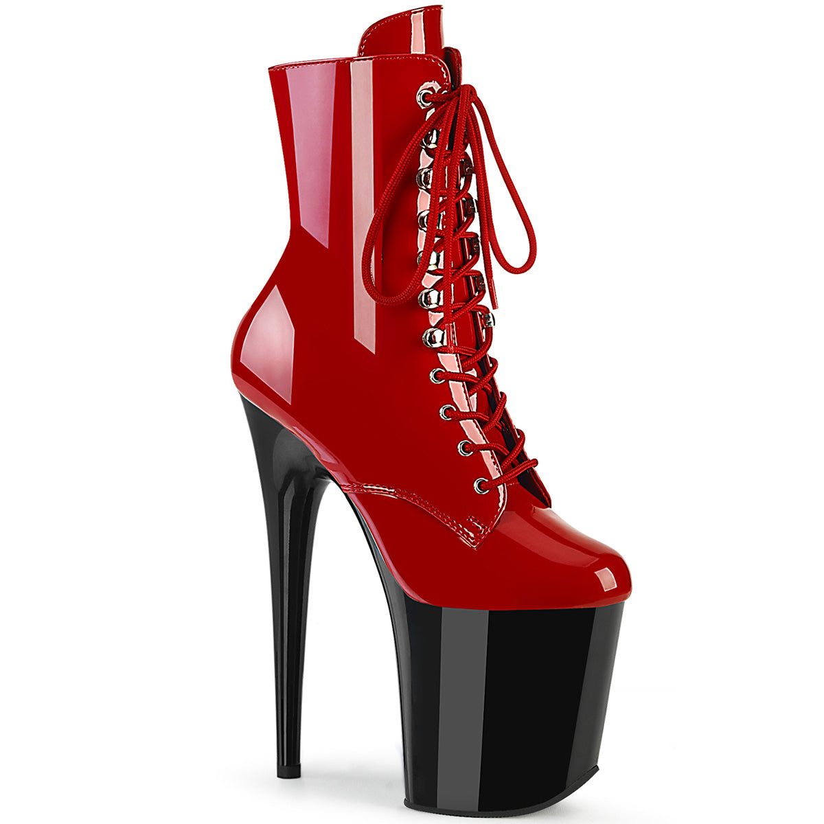 FLAMINGO-1020 *8" Heel, 4" PF Lace-Up Ankle Boot, Side Zip