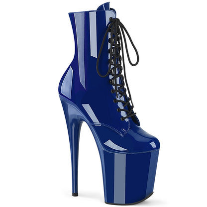 FLAMINGO-1020 8" Heel, 4" PF Lace-Up Front Ankle Boot, Side Zip