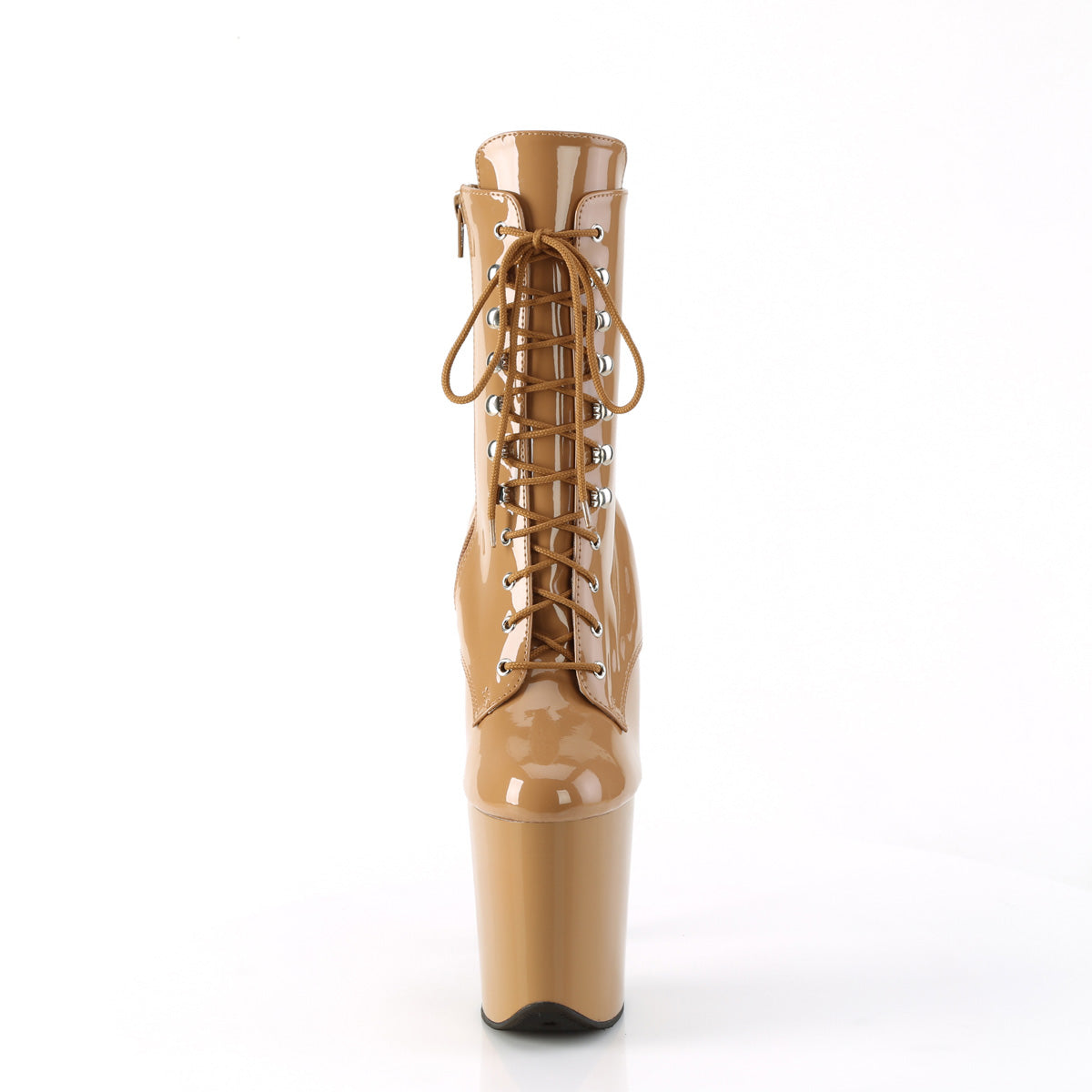 FLAMINGO-1020 8" Heel, 4" PF Lace-Up Front Ankle Boot, Side Zip