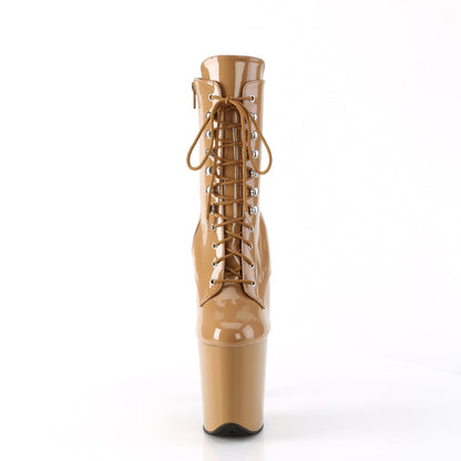 FLAMINGO-1020 8" Heel, 4" PF Lace-Up Front Ankle Boot, Side Zip
