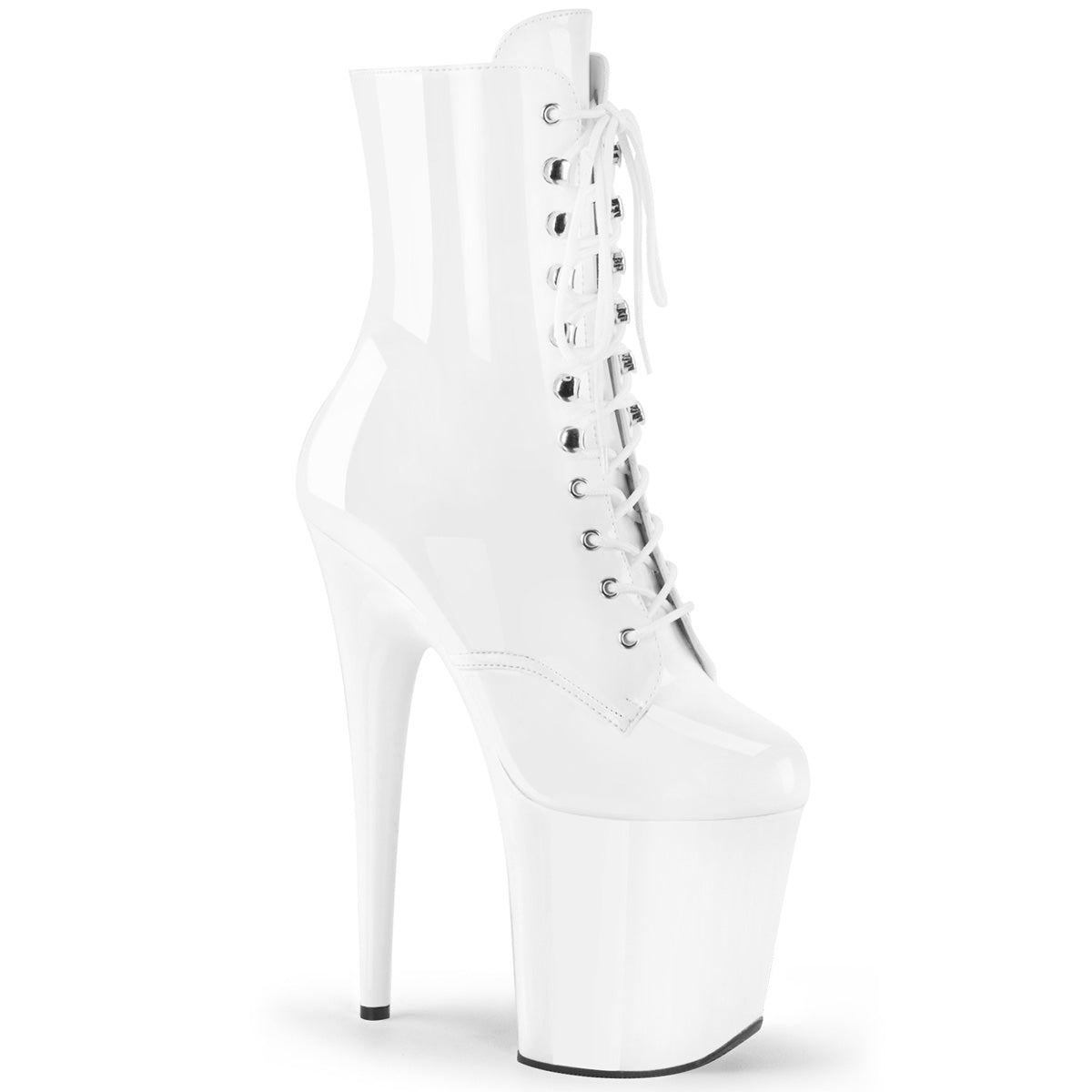 FLAMINGO-1020 *8" Heel, 4" PF Lace-Up Front Ankle Boot, Side Zip