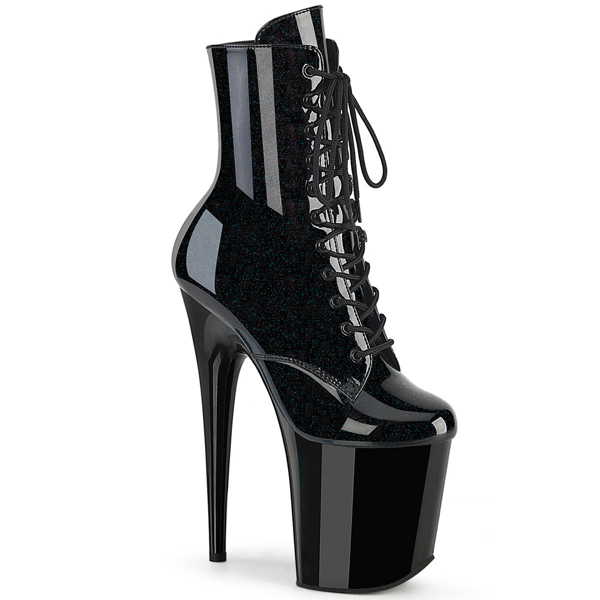 FLAMINGO-1020BLG **8" Heel, 4" PF Lace-Up Front Ankle Boot, Side Zip