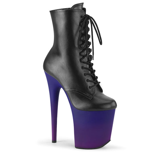 FLAMINGO-1020BP *8" Heel, 4" PF Lace-Up Ankle Boot, Side Zip