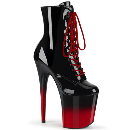 FLAMINGO-1020BR-H 8" Heel, 4" PF Two Tone Lace-Up Ankle Boot, Side Zip