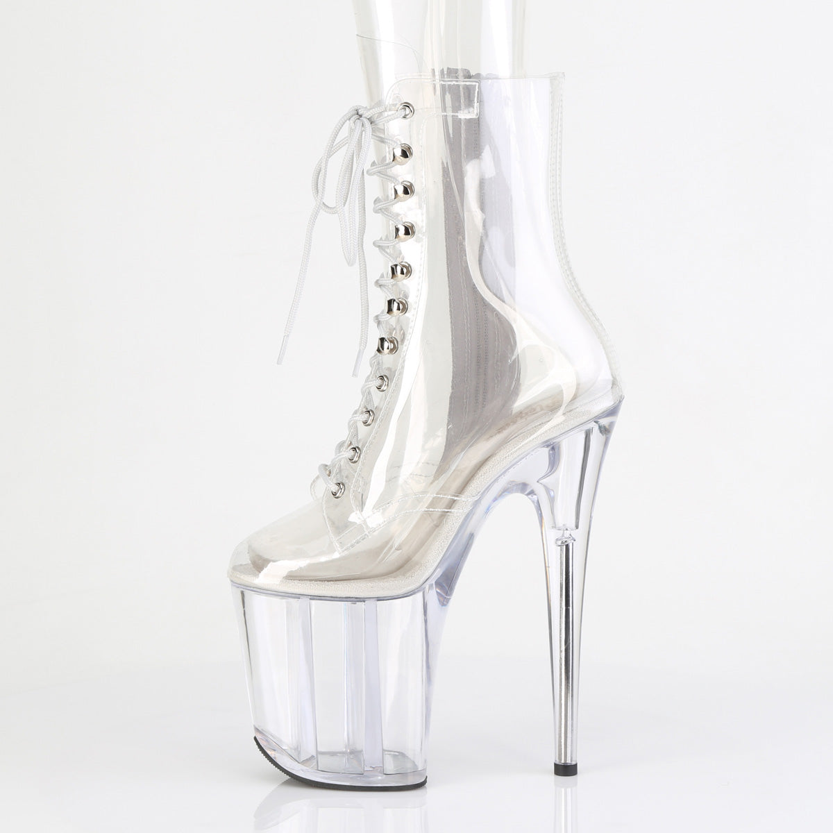 FLAMINGO-1020C *8" Heel, 4" PF Lace-Up Front Ankle Boot , Side Zip