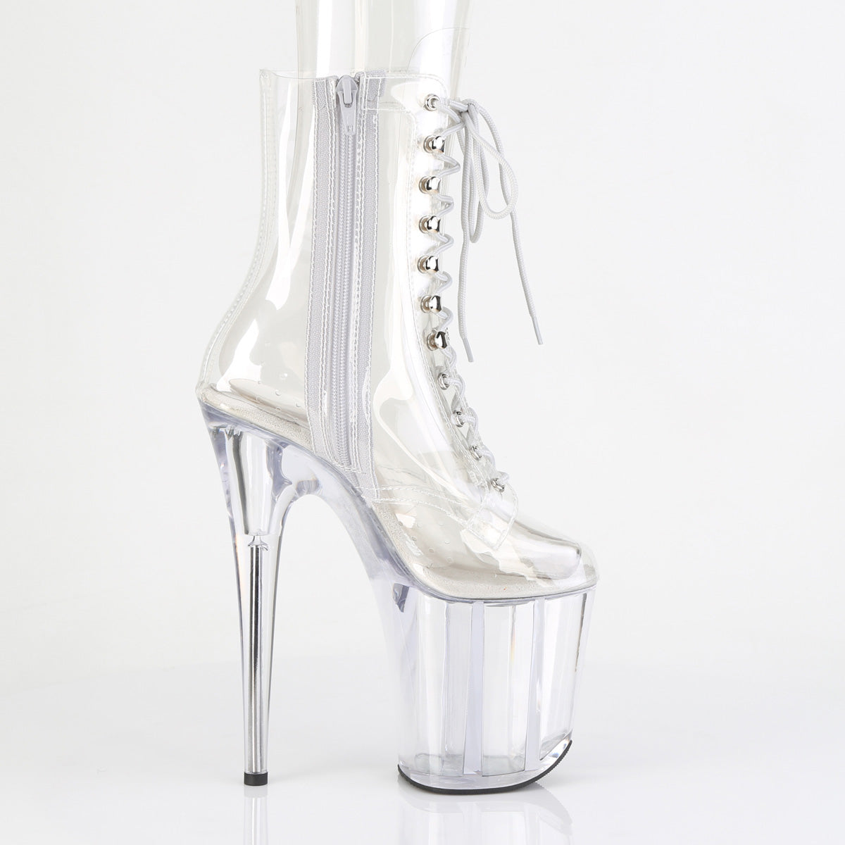 FLAMINGO-1020C *8" Heel, 4" PF Lace-Up Front Ankle Boot , Side Zip